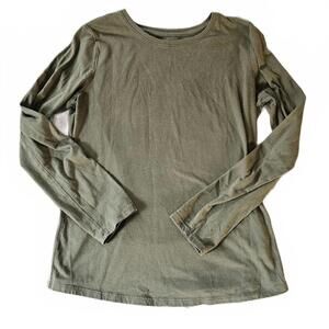 Women's Long Sleeve Olive Green Basic Shirt Size M